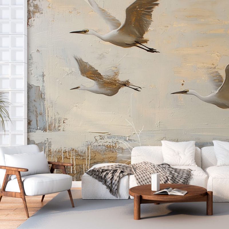 Papel Mural Blanca Garzas