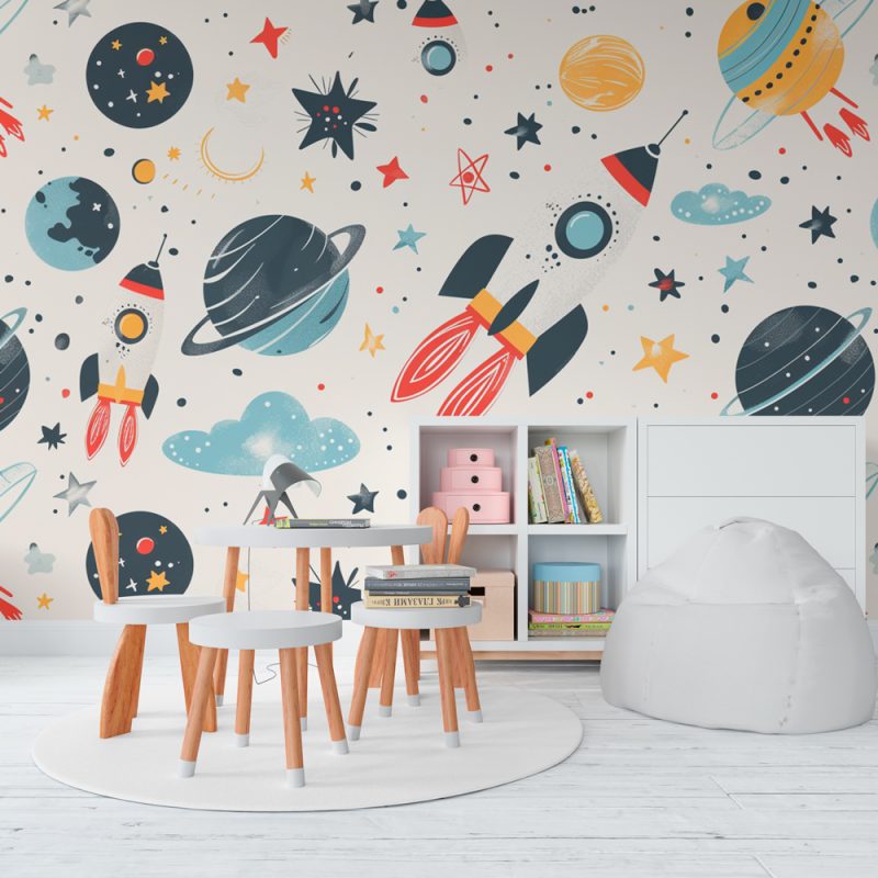 Papel Mural Planetas y Cohetes