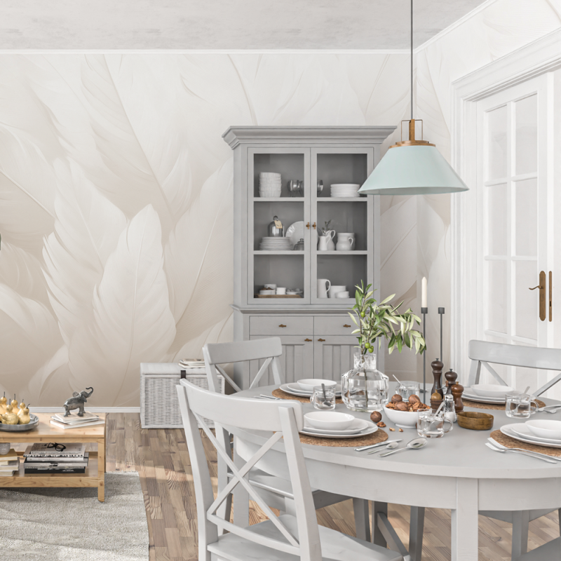 Papel Mural Plumas Blancas